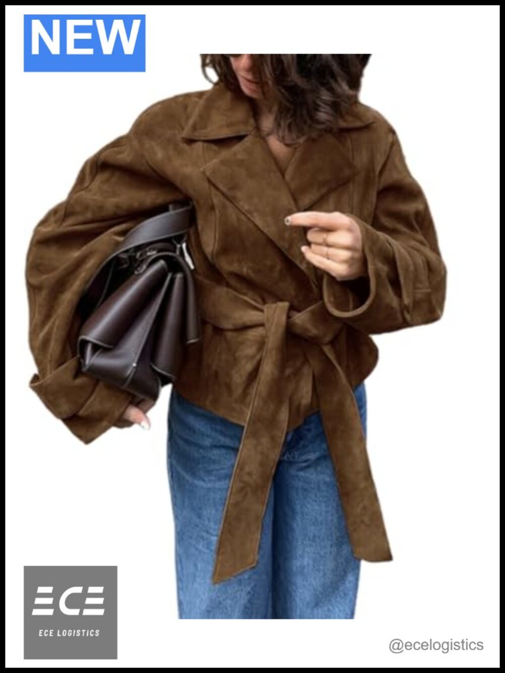 Faux Suede Moto Jacket Long Sleeve Collar Aviator Car Coat